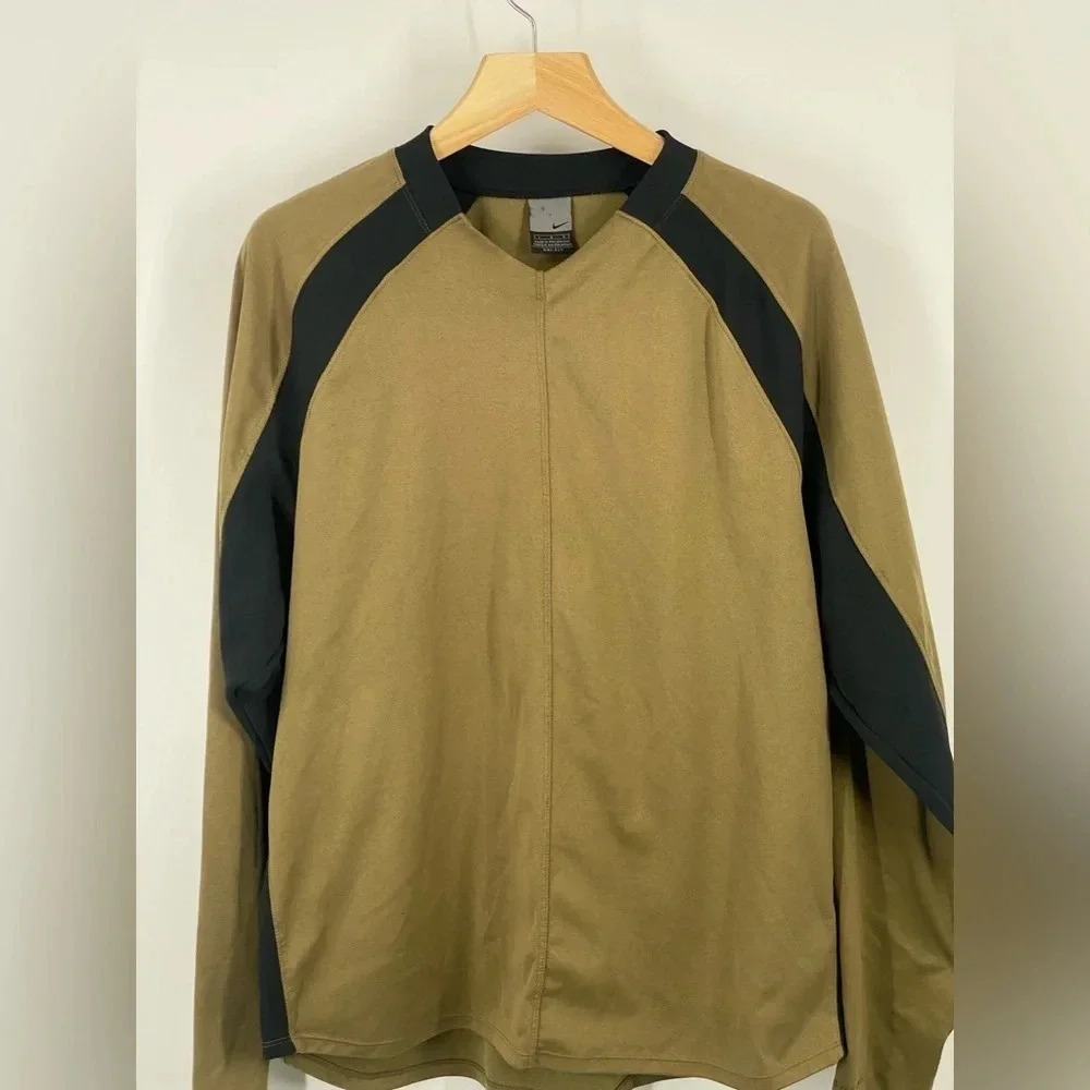 Nike Long Sleeve Pullover Jumper Mens L Dri-fit Training Gym GrayTag Y2K